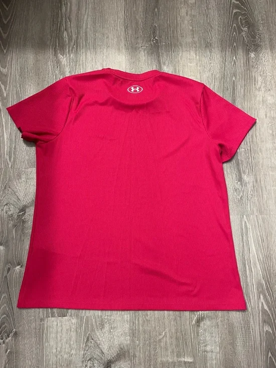 Women's Under Armour Tech Rib Hot Pink Crew Neck Tee- Size Large- Pre-owned - Picture 3 of 3